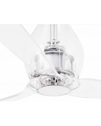 33382 Ventilador de techo sin luz acero y cristal y 3 palas transparente, DC Mini Eterfan de Faro Barcelona