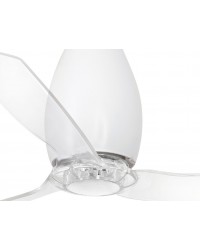 32001 Ventilador de techo sin luz acero y blanco mate y 3 palas transparente, DC Eterfan de Faro Barcelona