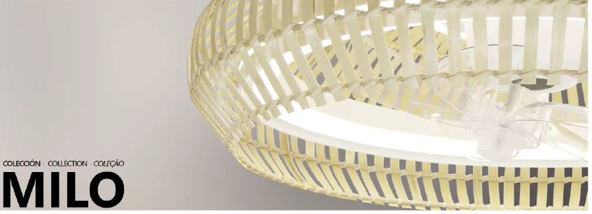 11569 ventilador de techo con luz LED CCT blanco y bambú modelo Milo de Alemar
