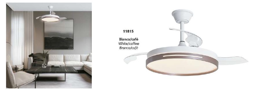 11815 ventilador con luz LED CCT blanco y café modelo TOGO de Alemar