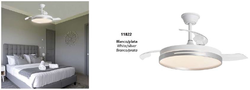 11822 Ventilador de techo con luz LED CCT blanco y plata modelo Mini Togo de Alemar