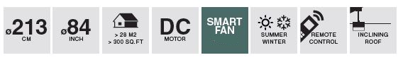 33494WP Ventilador de techo con luz led Smart Fan DC Attos de Faro Barcelona